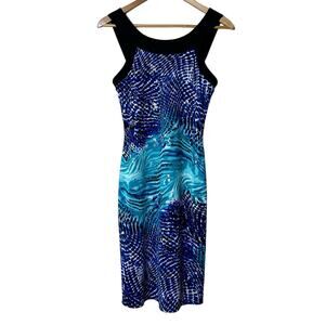 Joseph Ribkoff Blue and Black Midi Dress